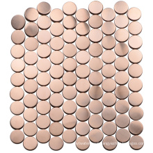 Stainless Steel Pink Rose Gold Penny Round Mosaic Tiles